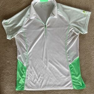 Antigua White and Green Polo Shirt